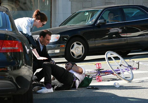 Car hit bicyclist