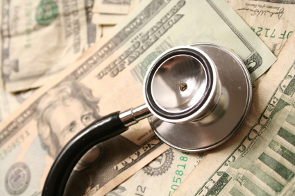 Stethoscope on Pile of Money